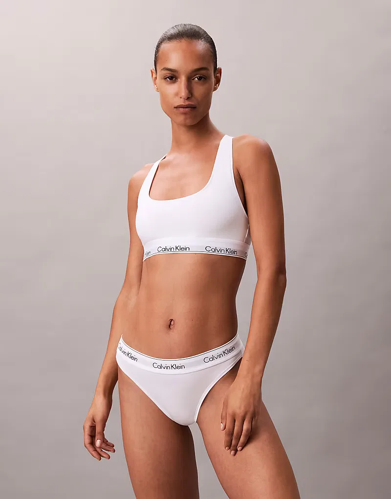 Бюстгальтер-топ Calvin Klein Icon из хлопка и модала с подкладкой, белый