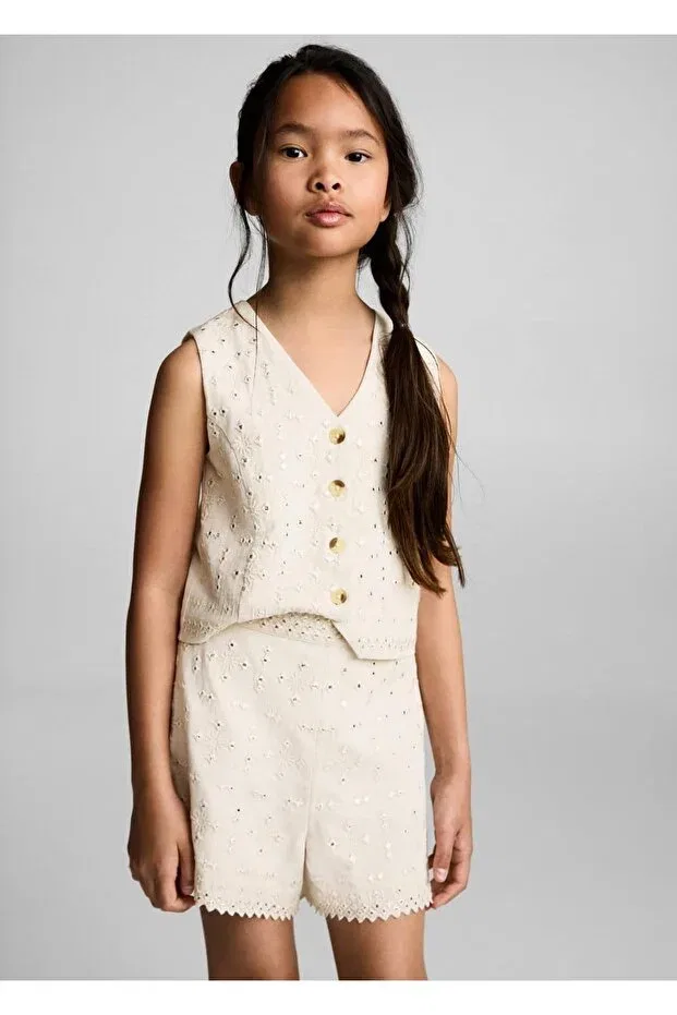 Детские шорты для девочек хлопковые Mango Kids, Light/Pastel Gray