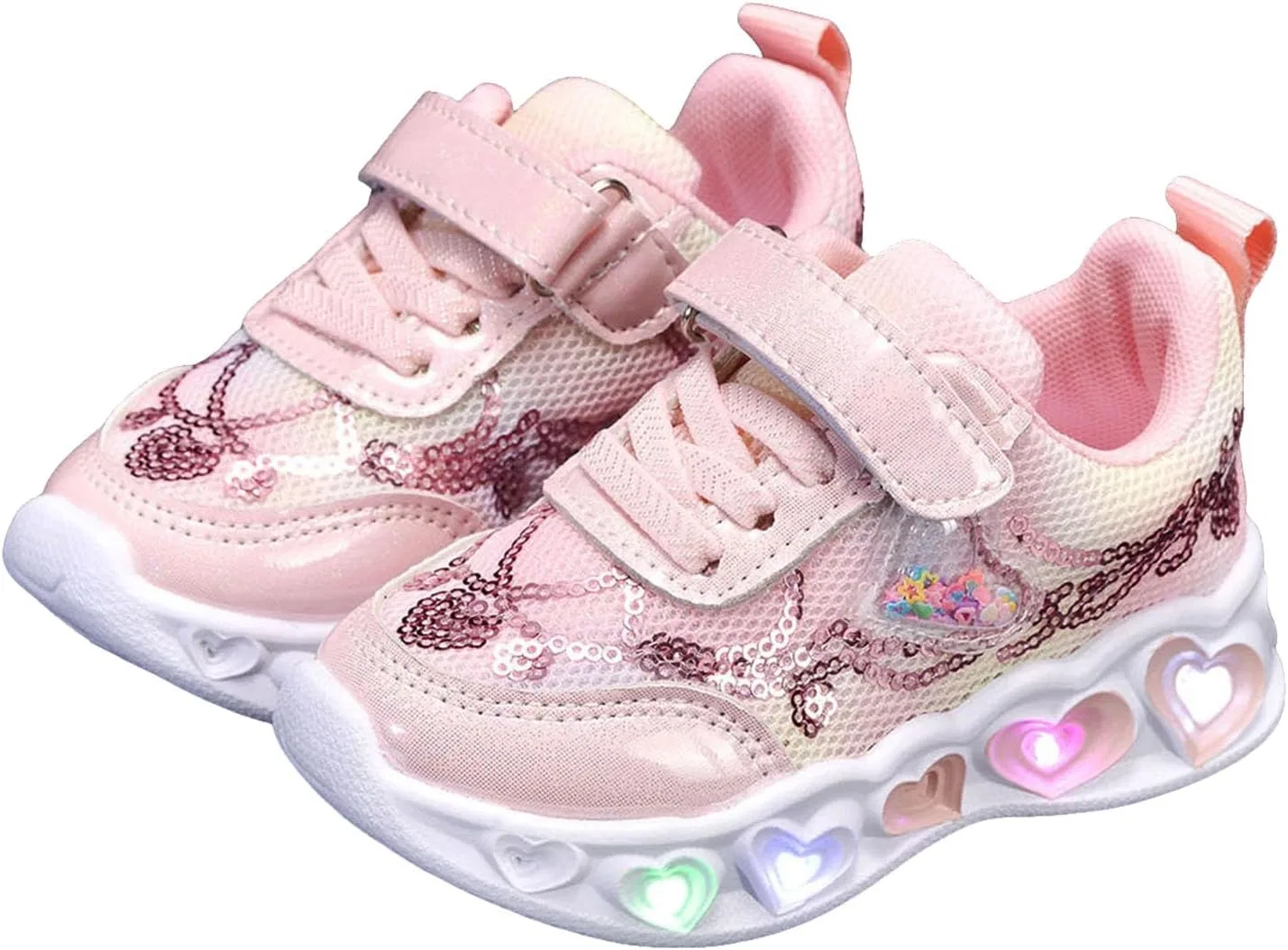 Детские кроссовки с блестящим принтом для мальчиков и девочек, Pink