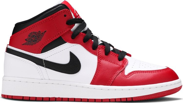 

Кроссовки Air Jordan 1 Mid GS Chicago, ярко-красный