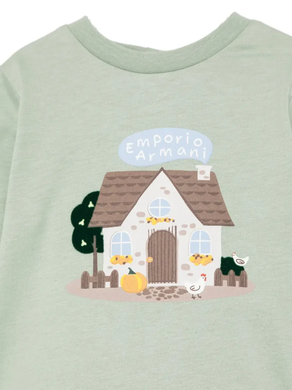 Футболка с длинными рукавами и графичным принтом Emporio Armani Kids, зеленый — фото 3
