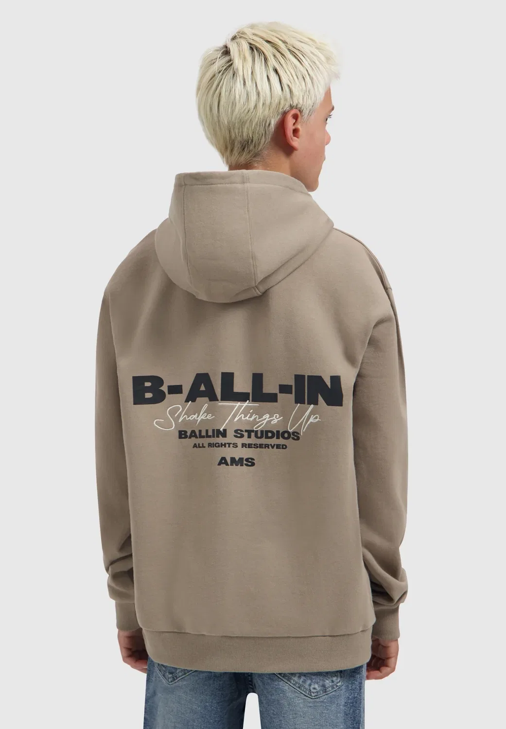 Толстовки свободного кроя с длинными рукавами - худи Ballin, Taupe — фото 2