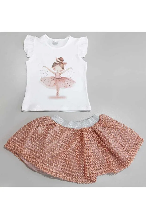 Детский комплект для девочек с принтом Ballerina Girl Skirt Summer Double Girl Baby Children's Suit Sönmez Baby, Pup Mouth