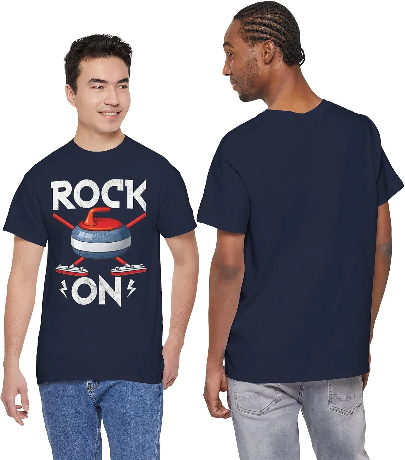 Футболка с принтом Rock On Gildan 5000, Navy — фото 3