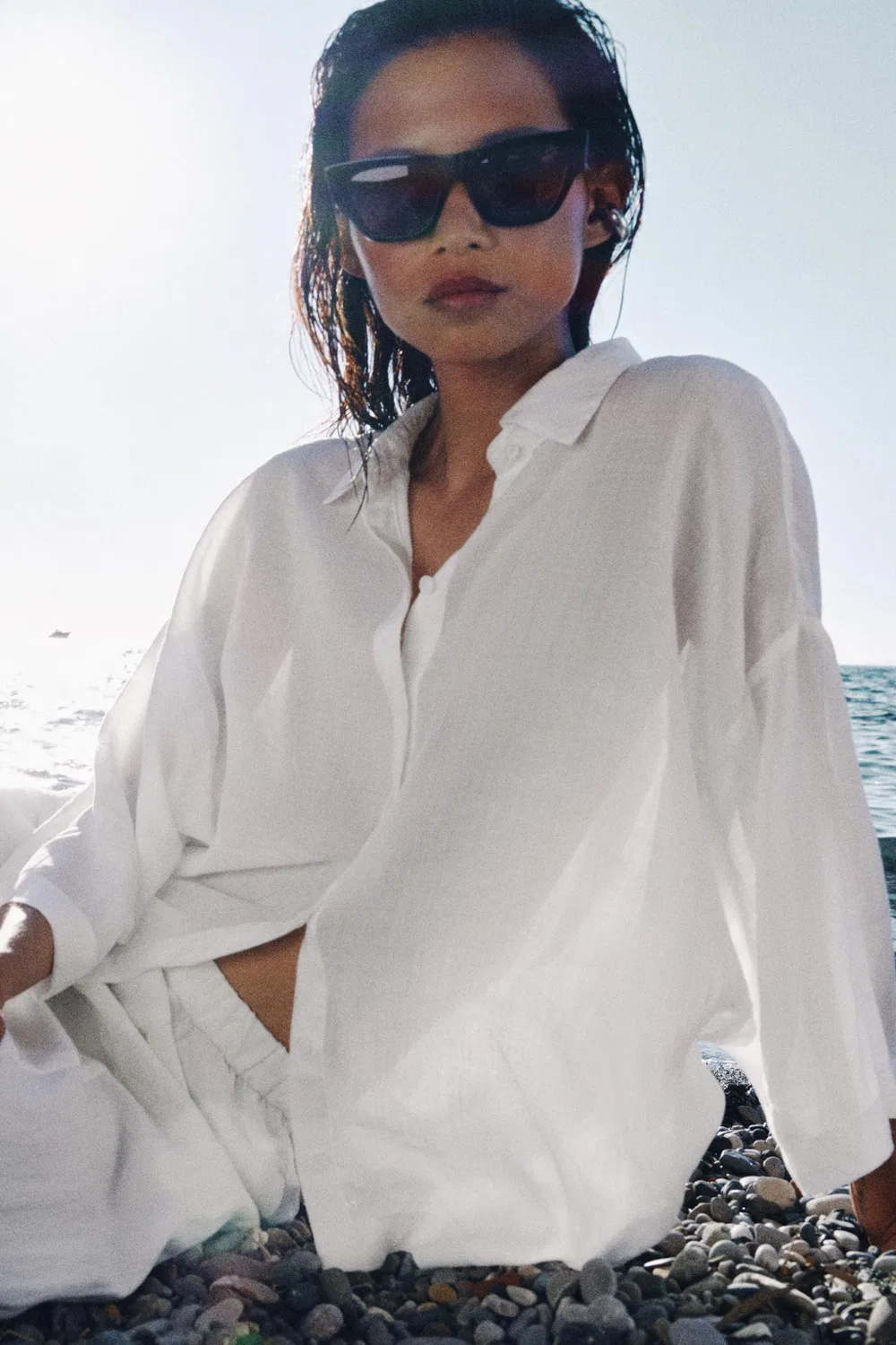 Свободная струящаяся рубашка из коллекции ZW ZARA, White