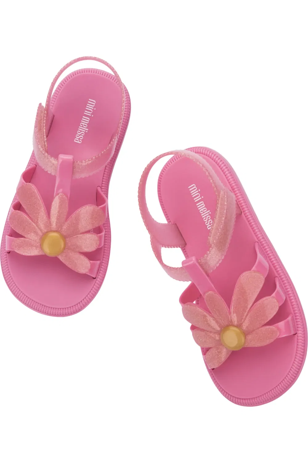 Сандалии детские с цветочным верхом Mini Melissa, Pink/Glitter Pink — фото 3