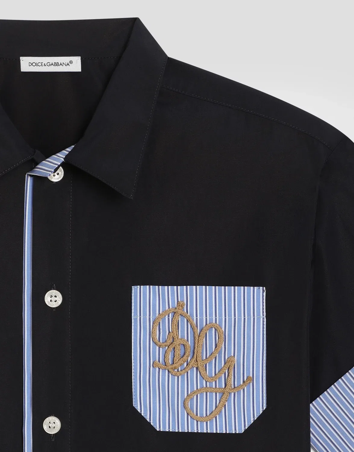 Хлопковая рубашка из поплина Dolce&Gabbana, синий — фото 3