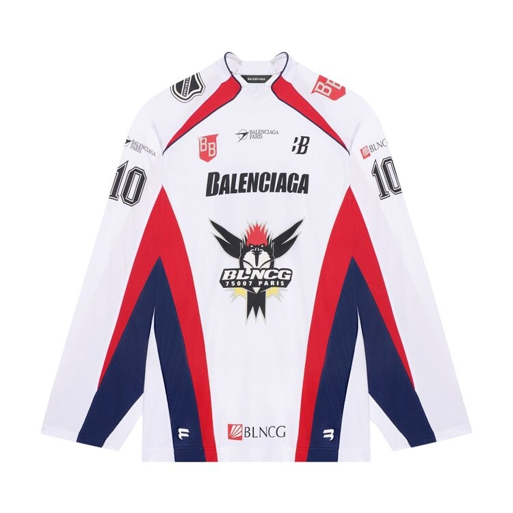 

Футболка Balenciaga Long-Sleeve Hockey T-Shirt 'White/Red/Ink', белый