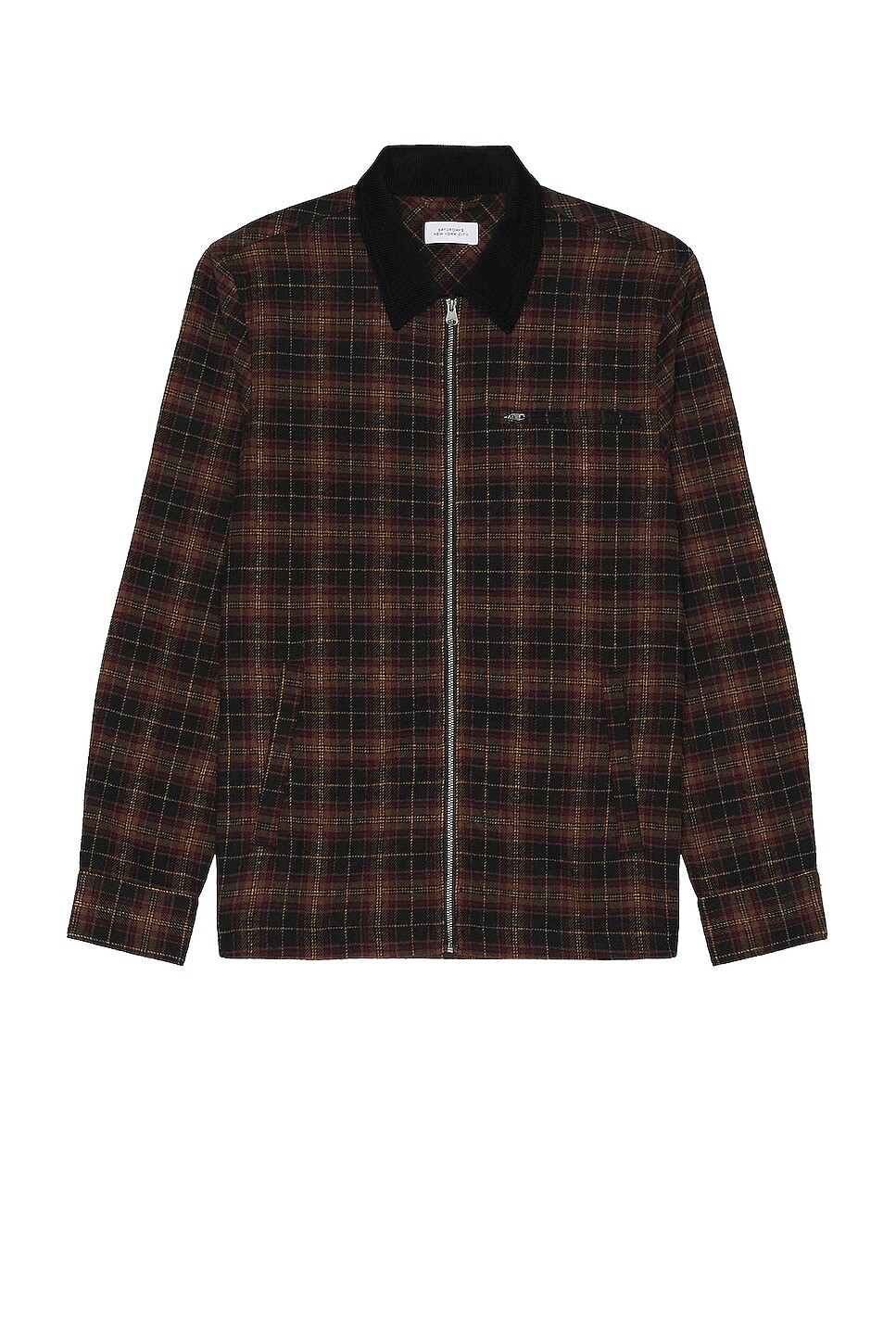 

Рубашка SATURDAYS NYC Ryan Zip Front Flannel, черный