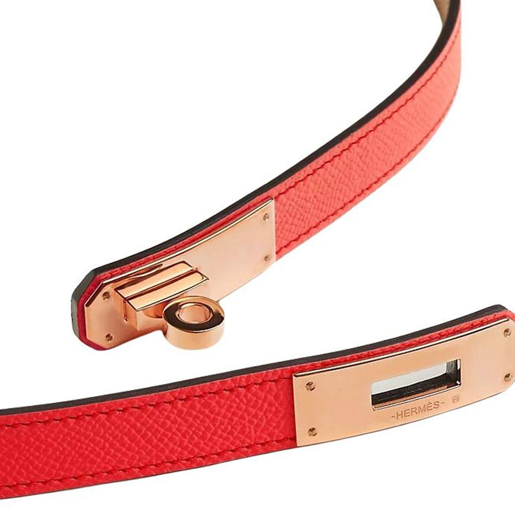 HERMES Женский ремни из телячьей кожи оранжевый шириной 1,8 см, Orange — фото 3
