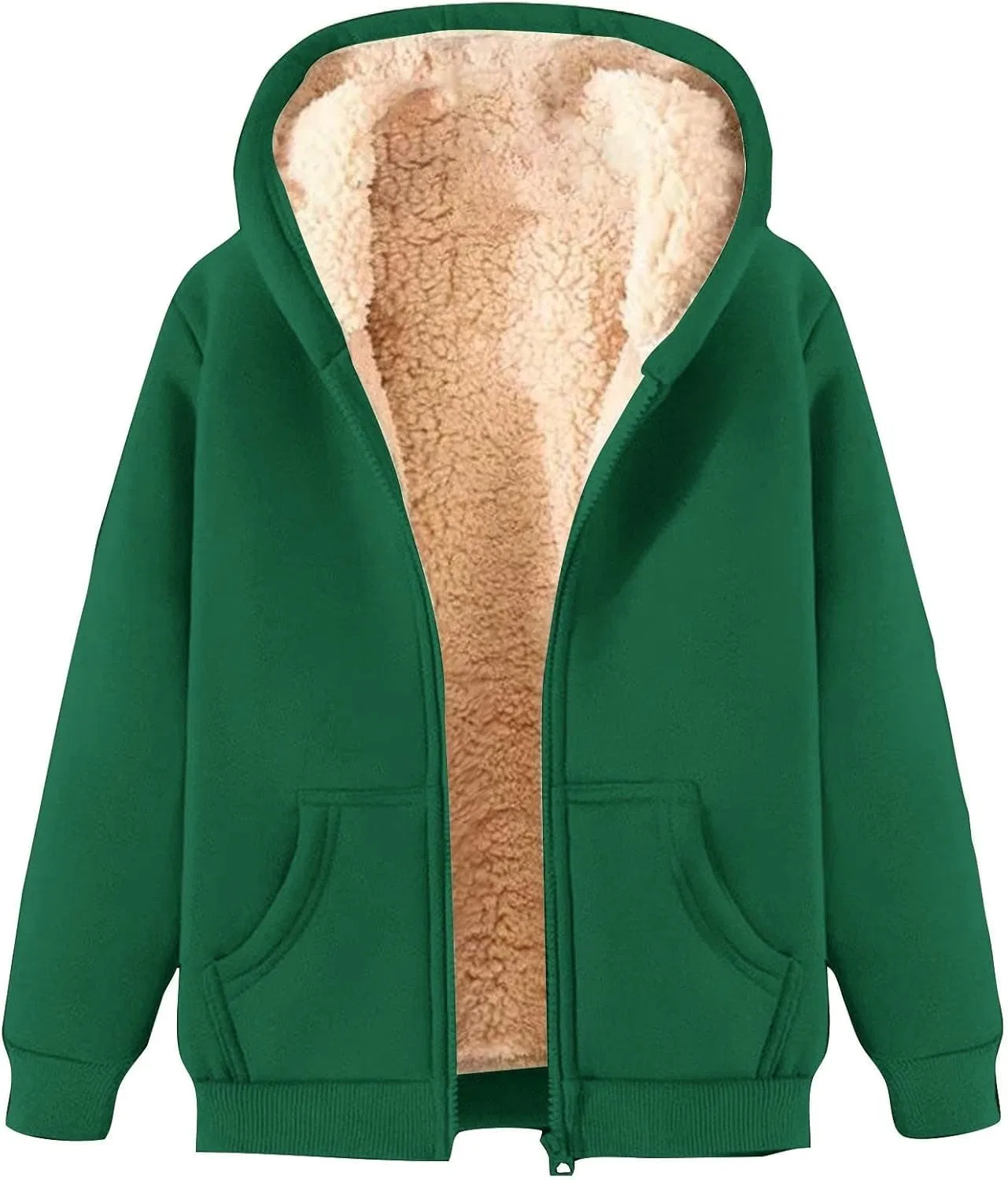 Мужское худи на молнии с флисом, модель Fleece Lined, зелёный