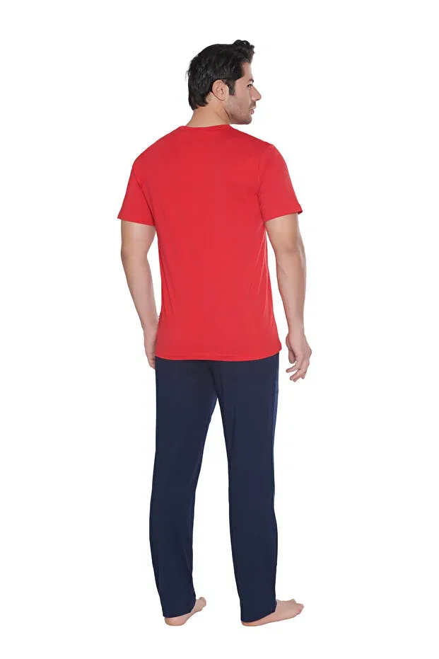 Мужской комплект пижам с коротким рукавом Homewear U.S. Polo Assn., Burgundy — фото 3