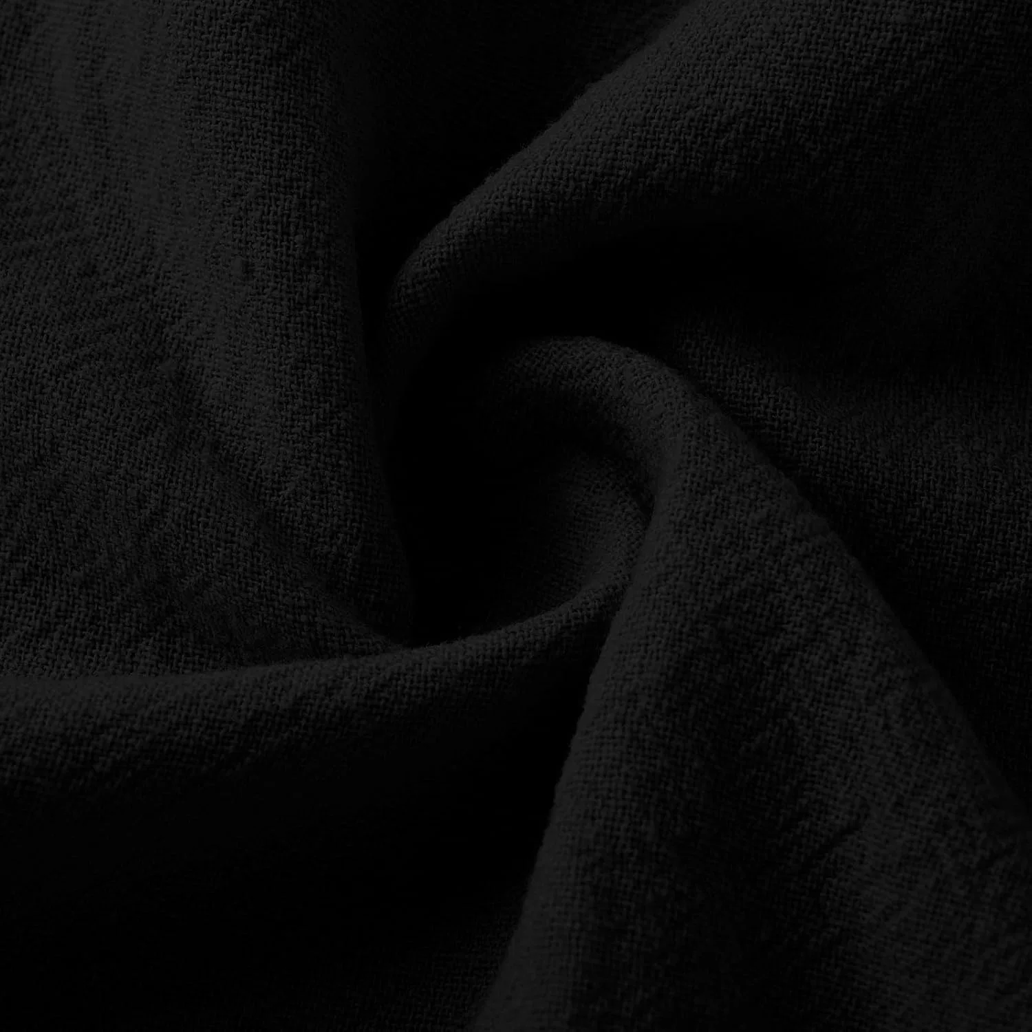 Женское плюс сайз миди платье с V-образным вырезом Cotton Linen, Black — фото 4