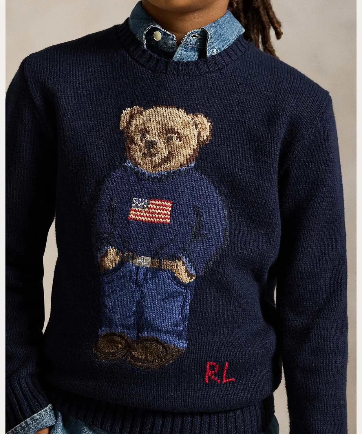 Детский свитер с длинным рукавомс вышивкой Polo Bear POLO RALPH LAUREN CHILDRENSWEAR, Navy — фото 3