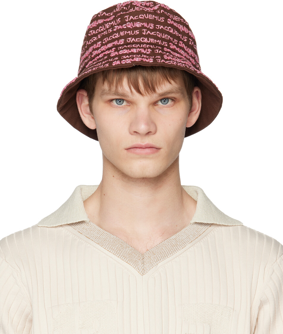

Коричнево-розовая панама Le Raphia 'Le Bob Bordado' Jacquemus