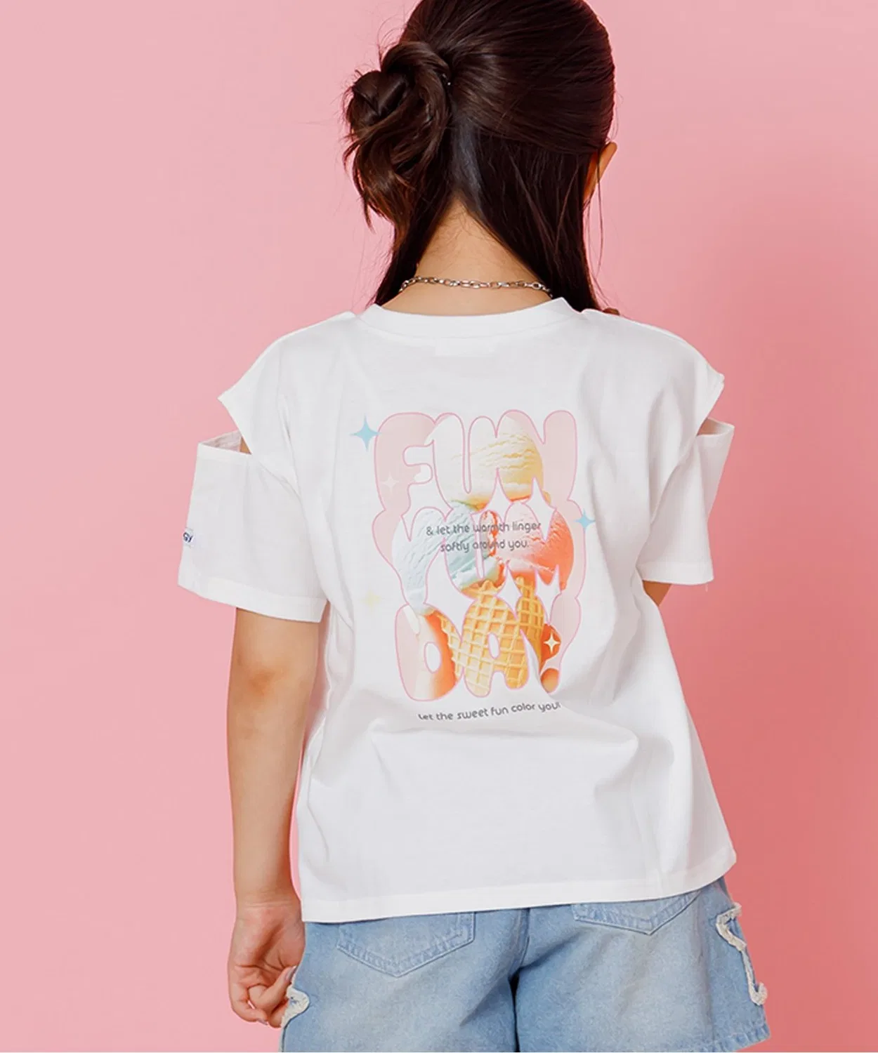 Детская футболка с принтом Logo Cut Transfer Short Sleeve T-Shirt algy, Off White