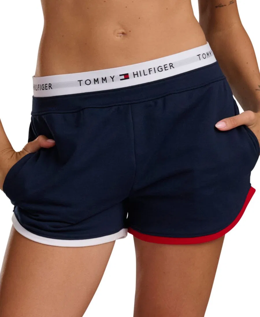 Женские шорты-боксеры из французского терри с логотипом Tommy Hilfiger, Sky Captain