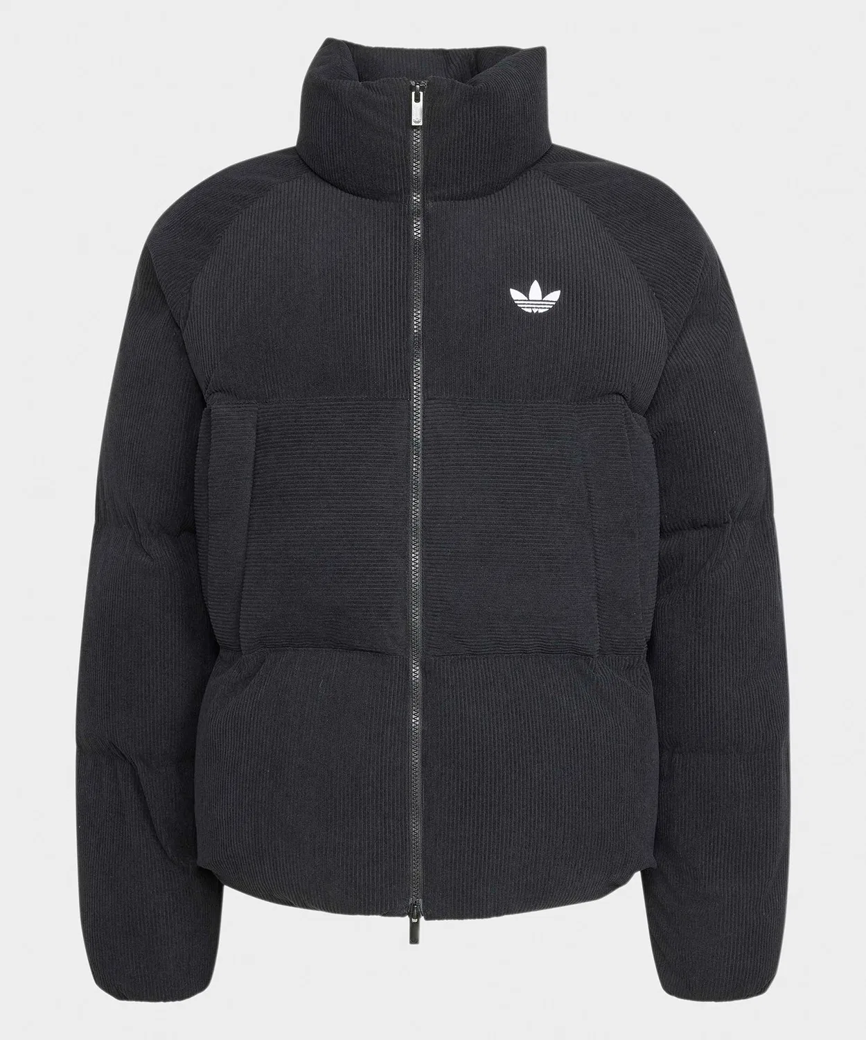 Мужская куртка-пуховик из вельвета с брендовым логотипом Adidas, Черный — фото 2
