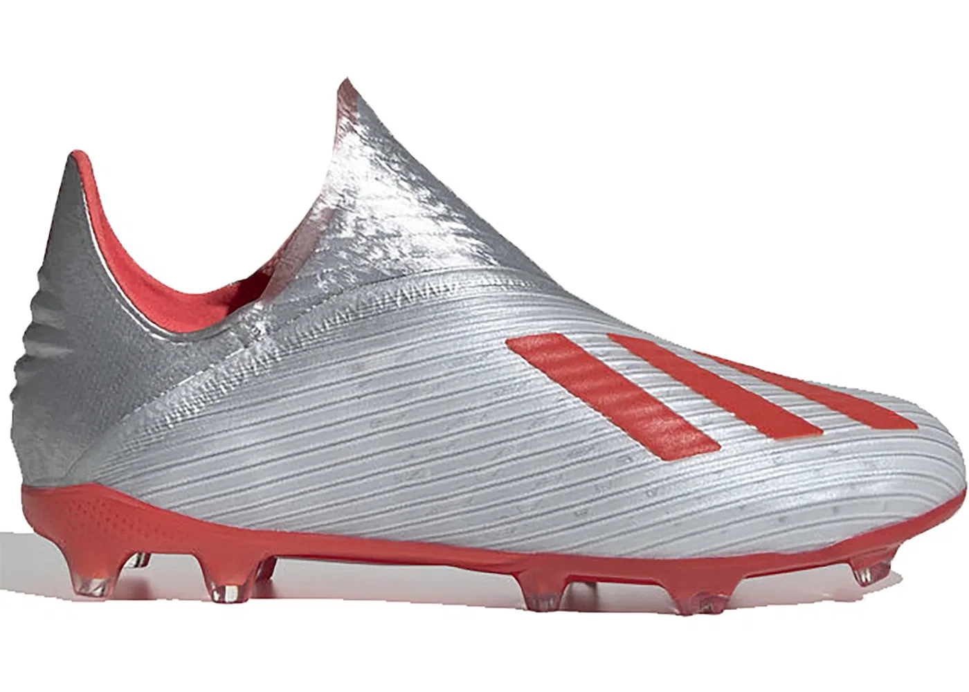 Детские бутсы с шипами Adidas X 19+ FG, Silver Metallic/Hi-Res Red/Footwear White