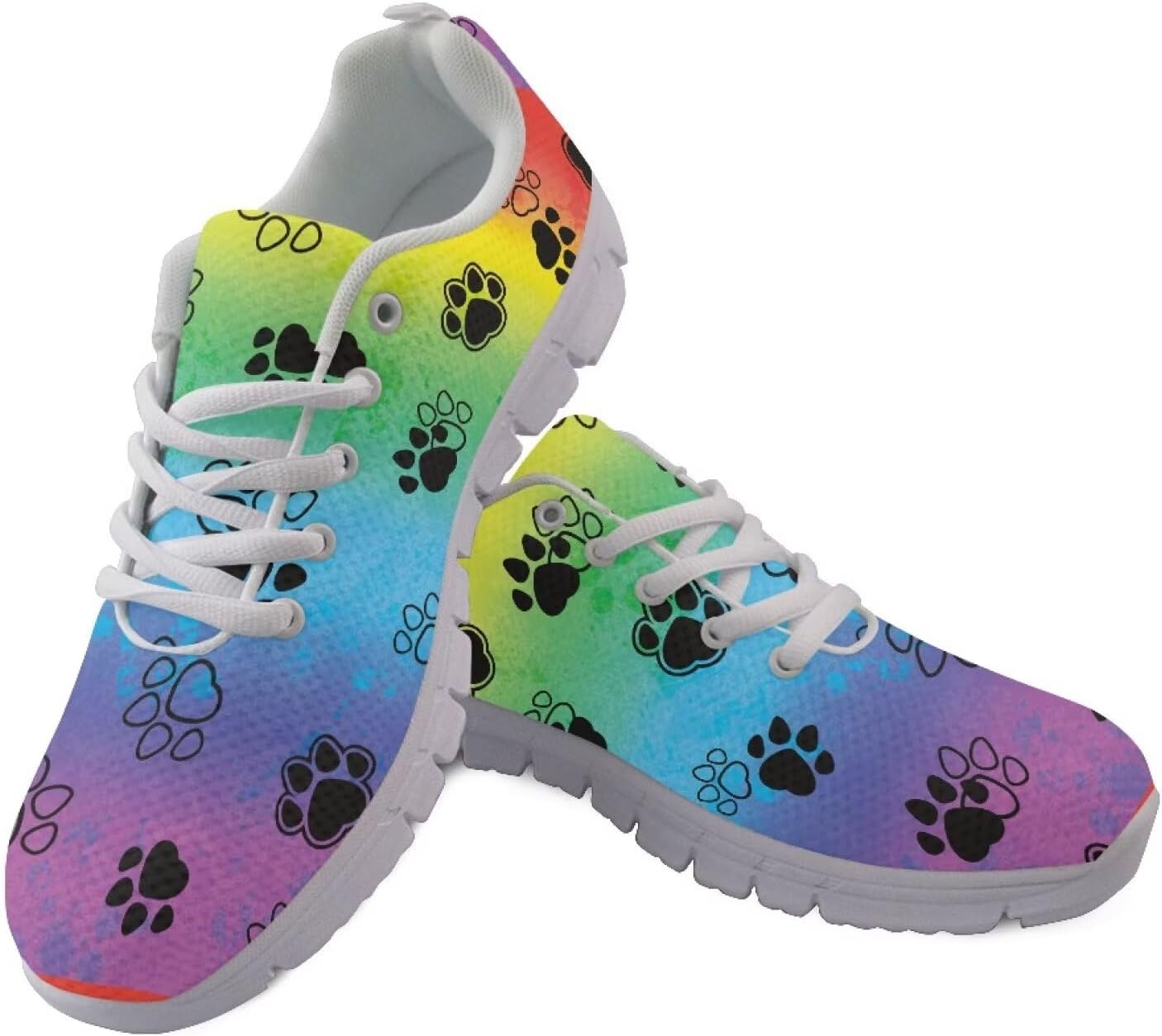 

Кроссовки POLERO с леопардовым принтом для мужчин и женщин, с шнуровкой, легкие, для ходьбы, повседневные, размеры США 5-12, Rainbow Dog Paws