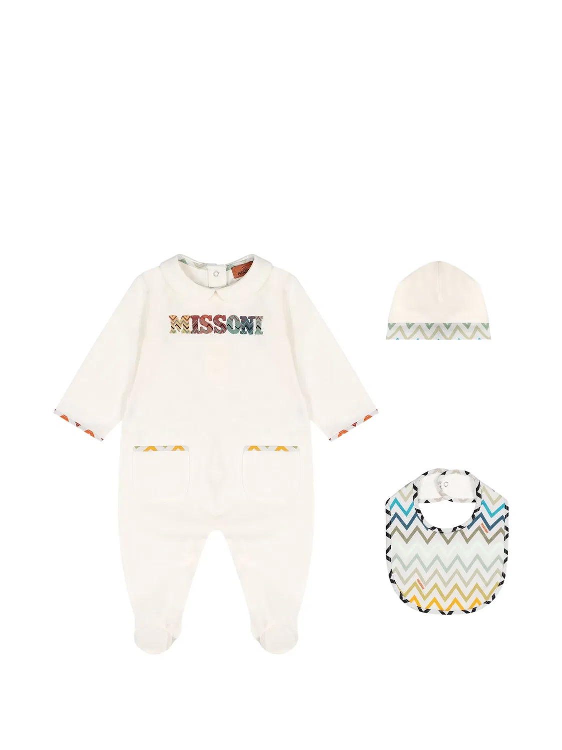 Комплект для новорожденного с вышитым логотипом Missoni Kids, нейтральные цвета