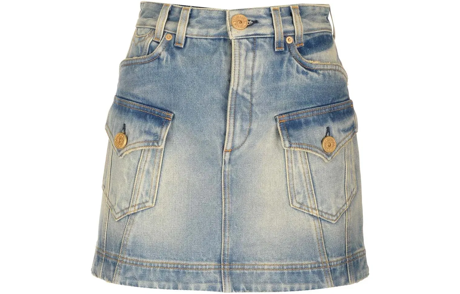 Женская джинсовая мини-юбка-трапеция с высокой талией BALMAIN, Blue