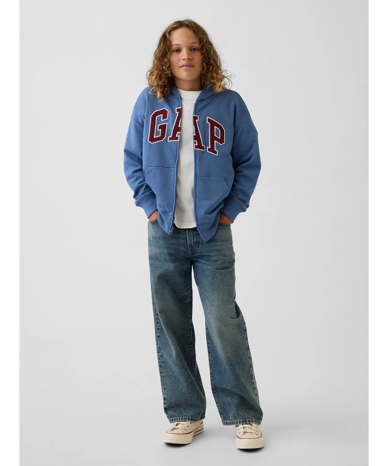 Детская кофта-худи из футера с принтом GAP Logo, с длинным рукавом Relaxed Fit GAP, Blue — фото 4
