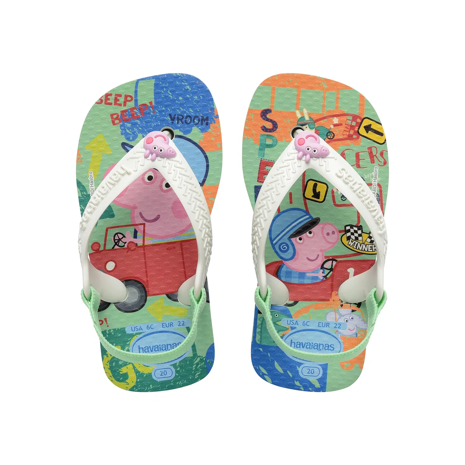Шлепанцы детские с резинкой Baby Peppa Pig Havaianas, белый