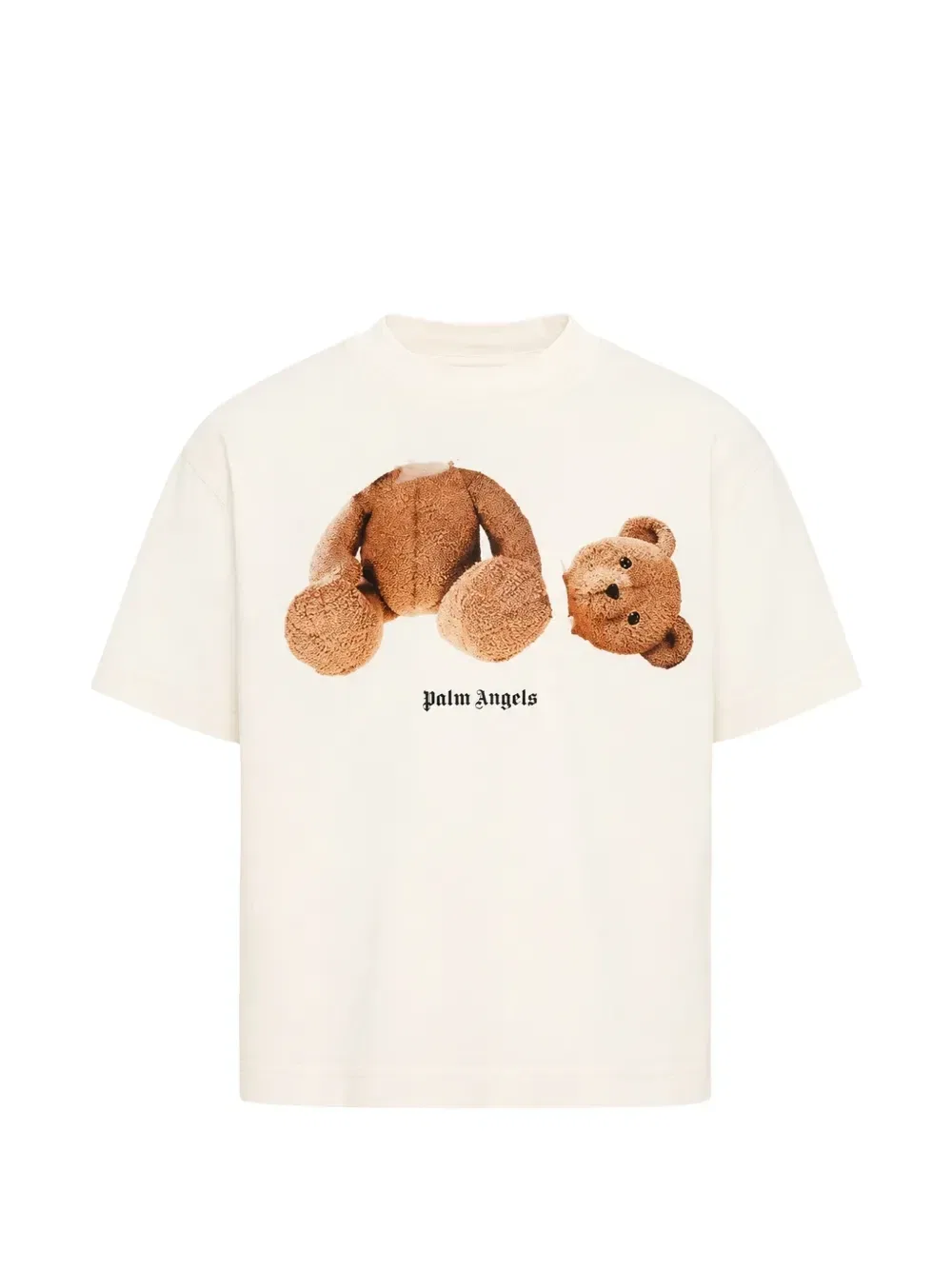 Футболка с принтом медведя Palm Angels Kids, бежевый