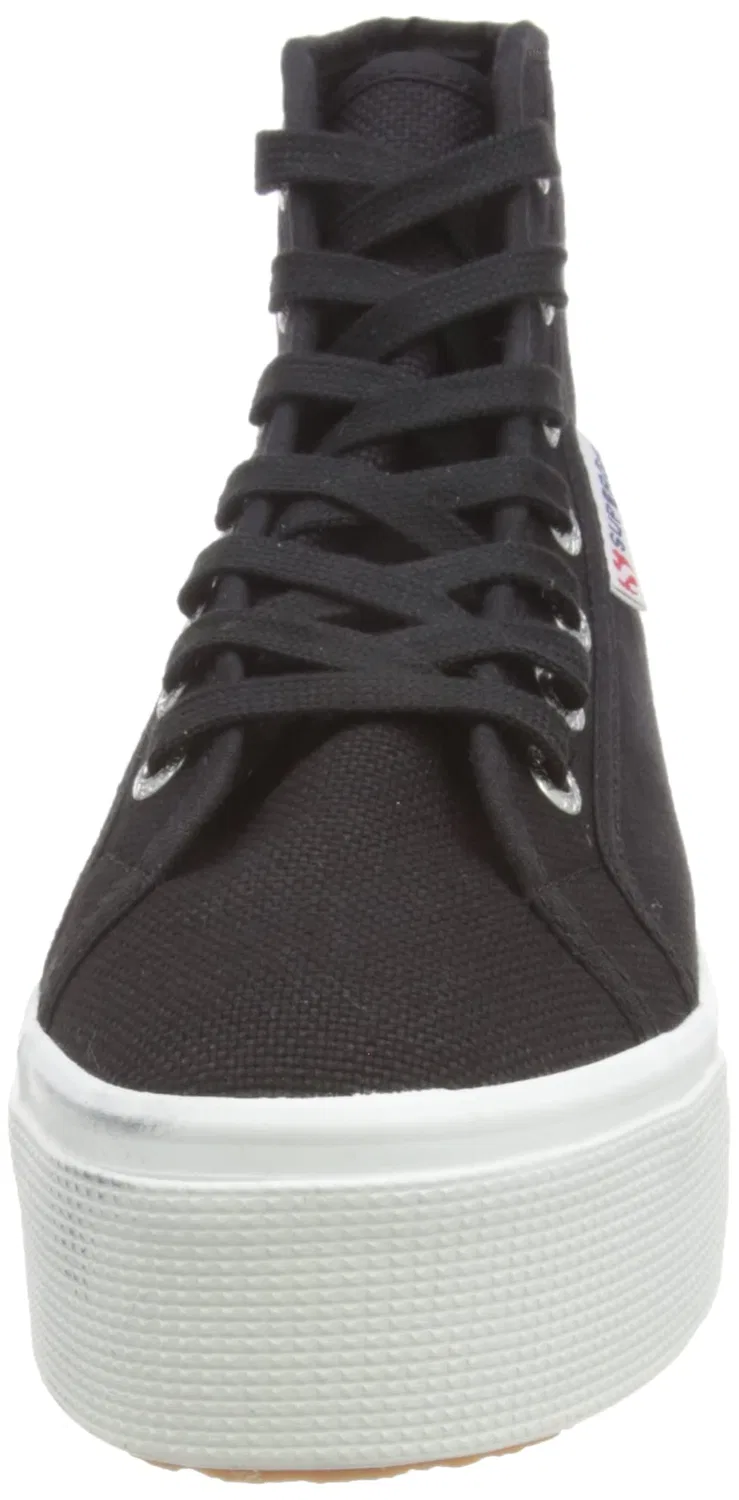 Детские кроссовки высокие Superga, Black Fwhite — фото 2