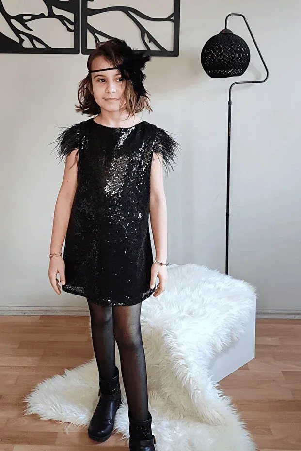 Детское платье для девочек с пайетками Egolika Kids, Black — фото 4