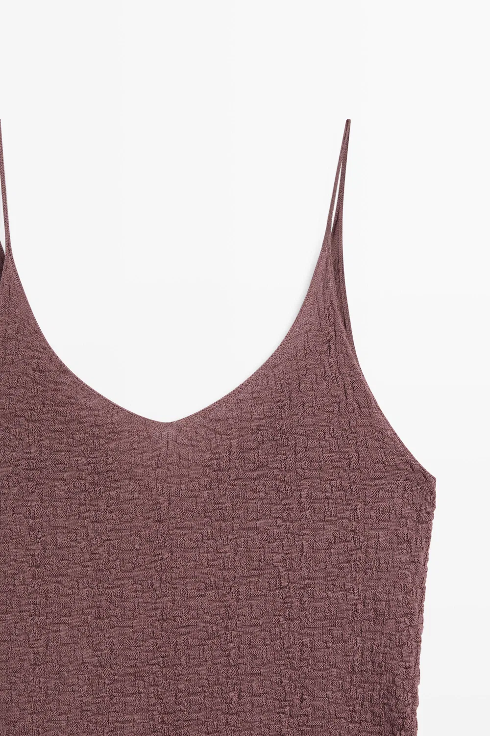 Топ Massimo Dutti, хлопковый фактурный топ на бретелях, розовый — фото 4