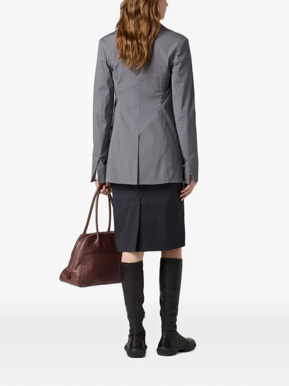 Эластичная поплиновая юбка Miu Miu, черный — фото 3