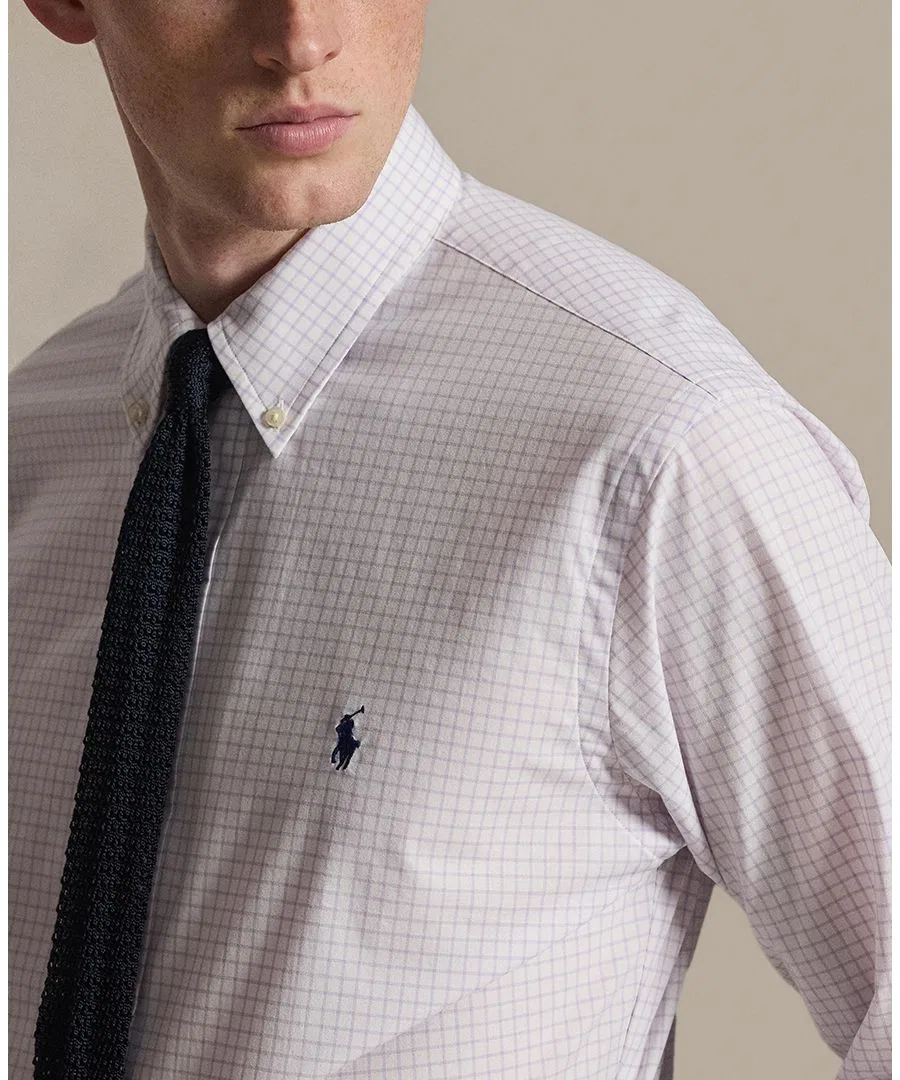 Классическая рубашка Polo Ralph Lauren, Powder Purple White — фото 3