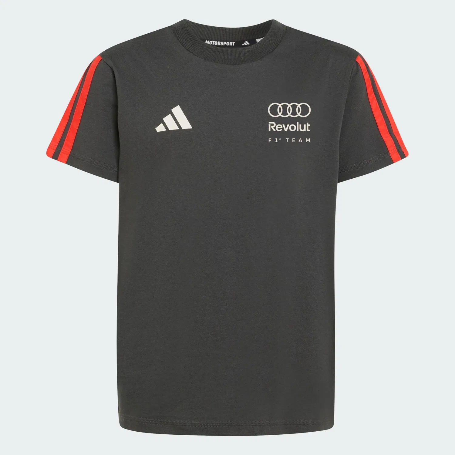 Детская футболка с 3-полосным дизайном Audi Revolut F1 Team DNA Adidas, Черный