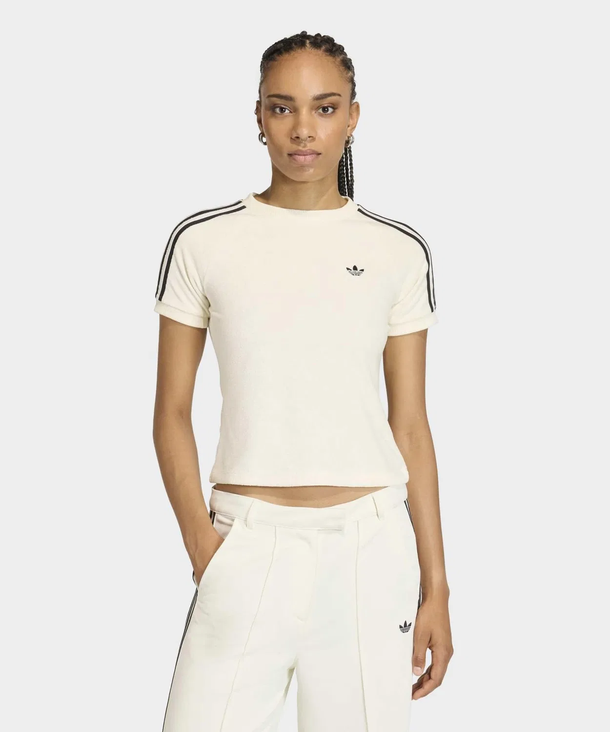 Женская футболка с коротким рукавом из махровой ткани Adidas Originals, Белый — фото 3