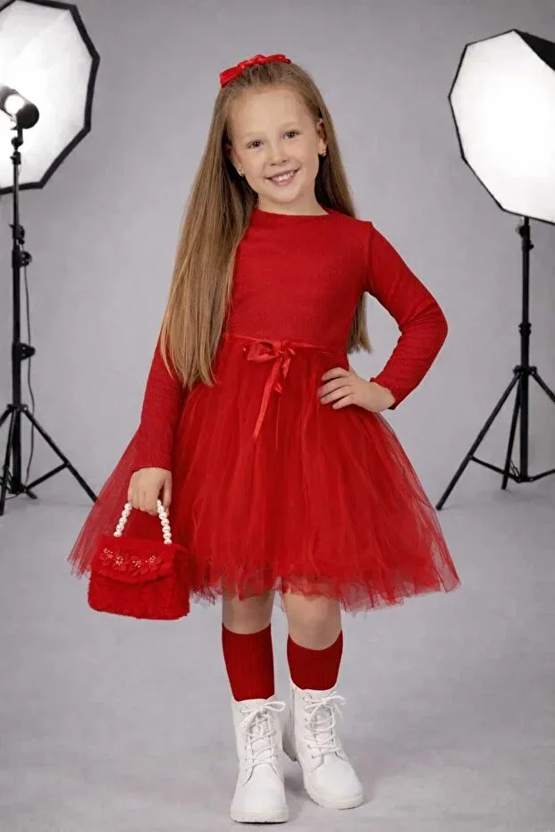 Детское платье для девочек с длинным рукавом Neocotton, Long-Red