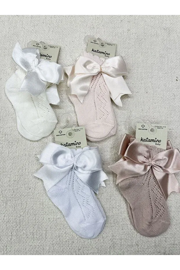 Детские носки для новорожденных хлопковые Pixel mesh baby socket socks Katamino, Pink — фото 3