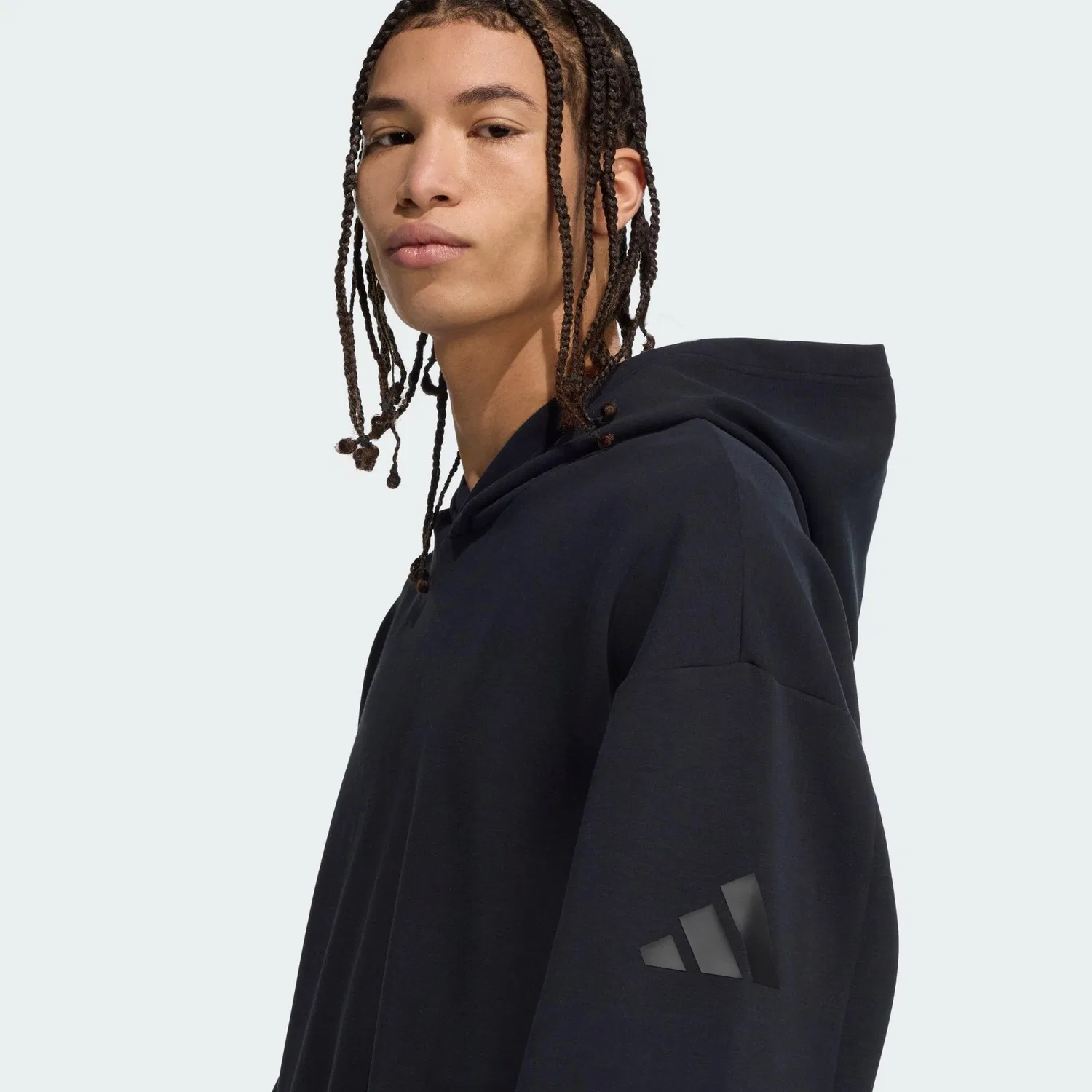 Мужское худи с капюшоном Soft Lux Hoodie Adidas, Schwarz — фото 4