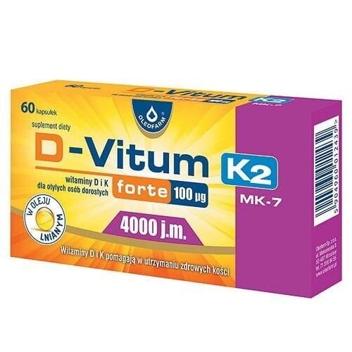 

D-Vitum Forte Max 4000 МЕ К2 МК-7, биологически активная добавка, 60 капсул Oleofarm