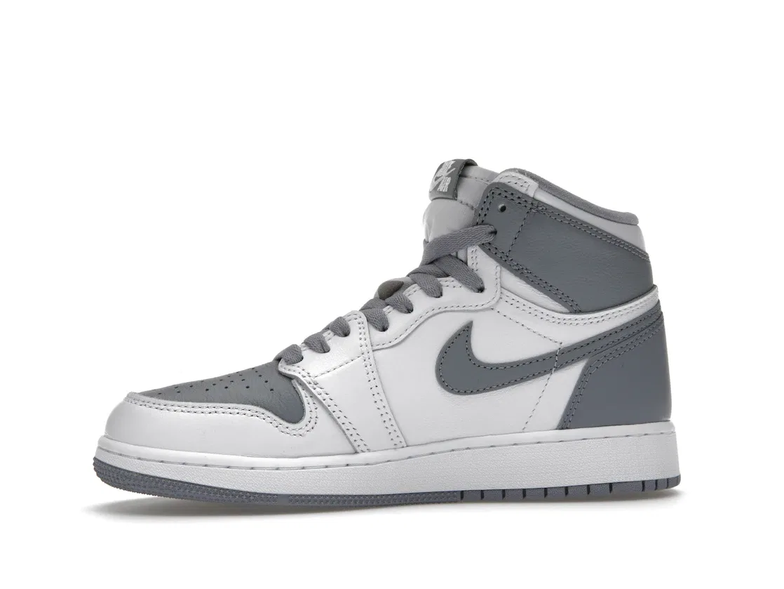 Детские кроссовки высокие с кожаным верхом Jordan 1 Retro High OG Jordan, Stealth White — фото 3