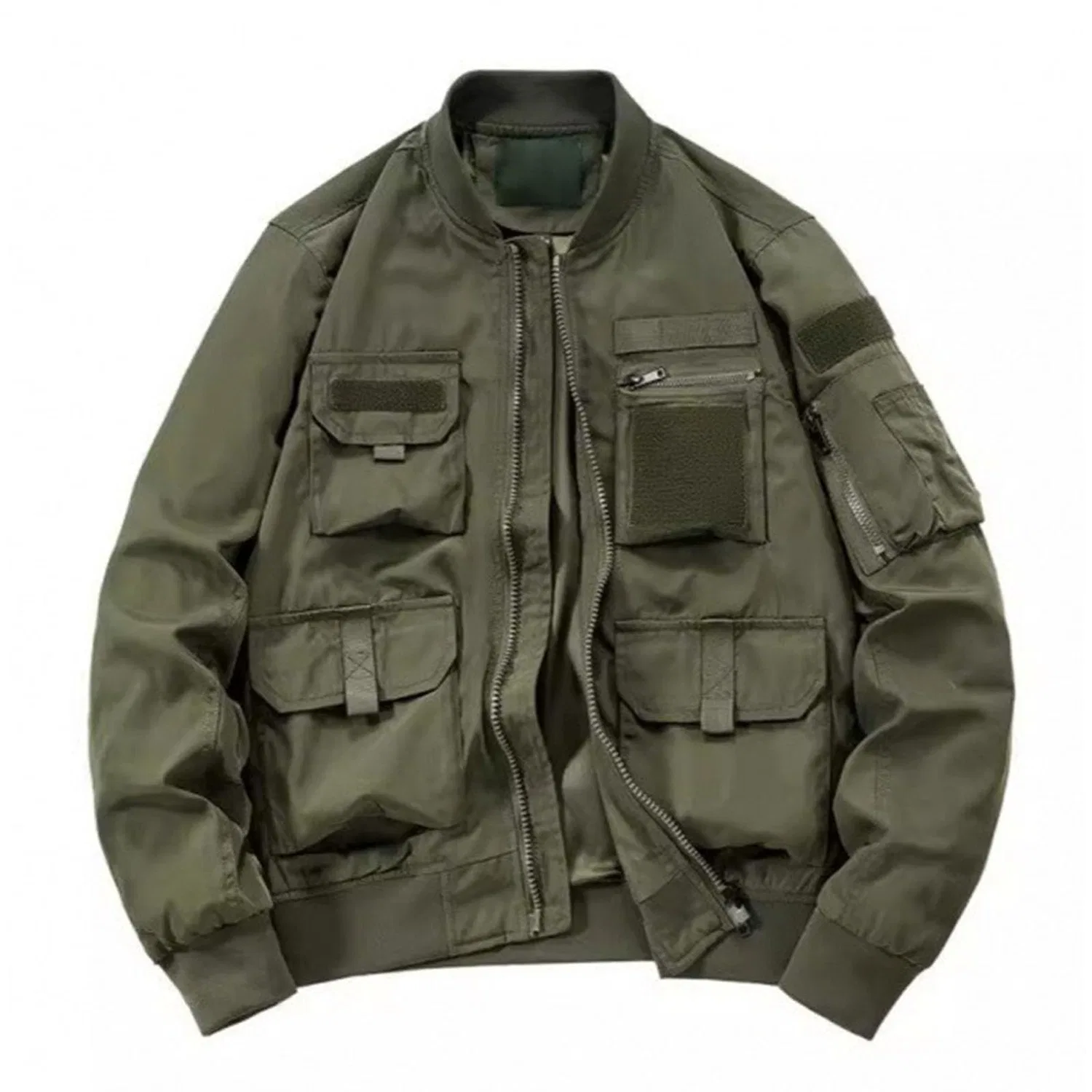 Мужская куртка-бомбер с утеплителем, army green — фото 4