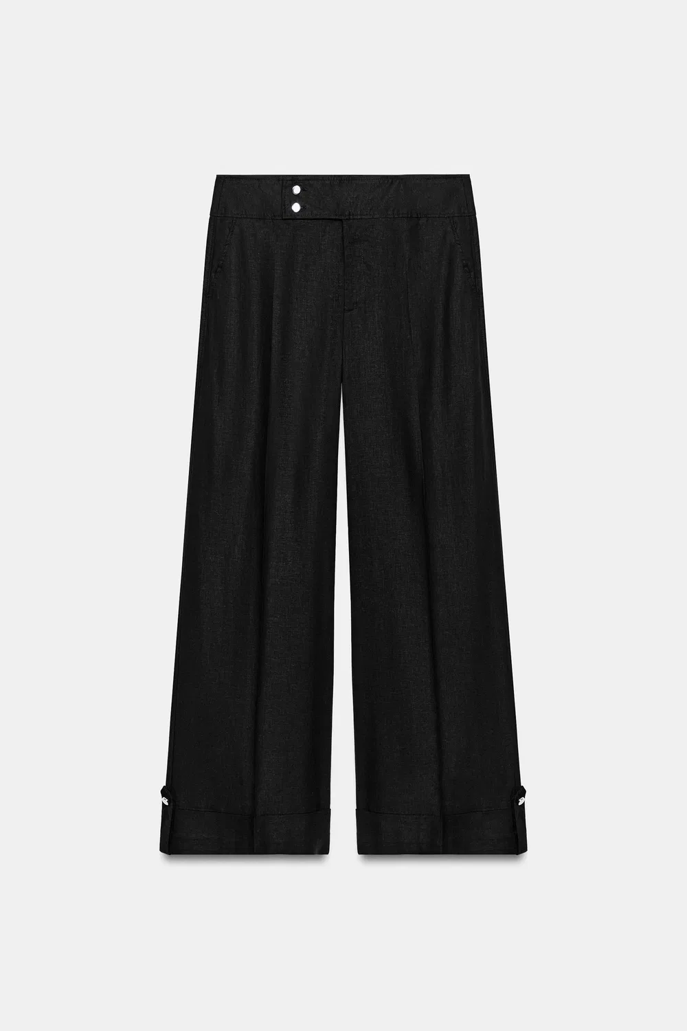 Широкие брюки с подвернутым низом ZARA, Black — фото 3