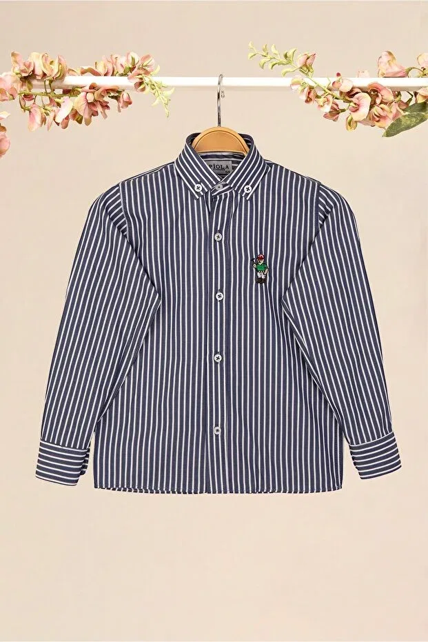 Детская рубашка для мальчиков с длинным рукавом Piola Club, Navy Blue