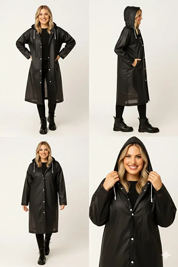 Детское пальто непромокаемое с капюшоном Sibel Günay Butik, Black — фото 3