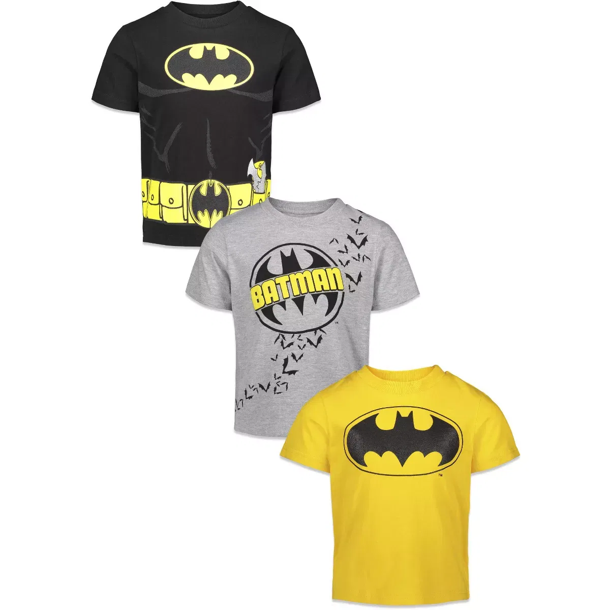 Детский комплект футболок с принтом DC Comics Justice League Batman Joker Riddler 3 Pack T-Shirts, Multicolor