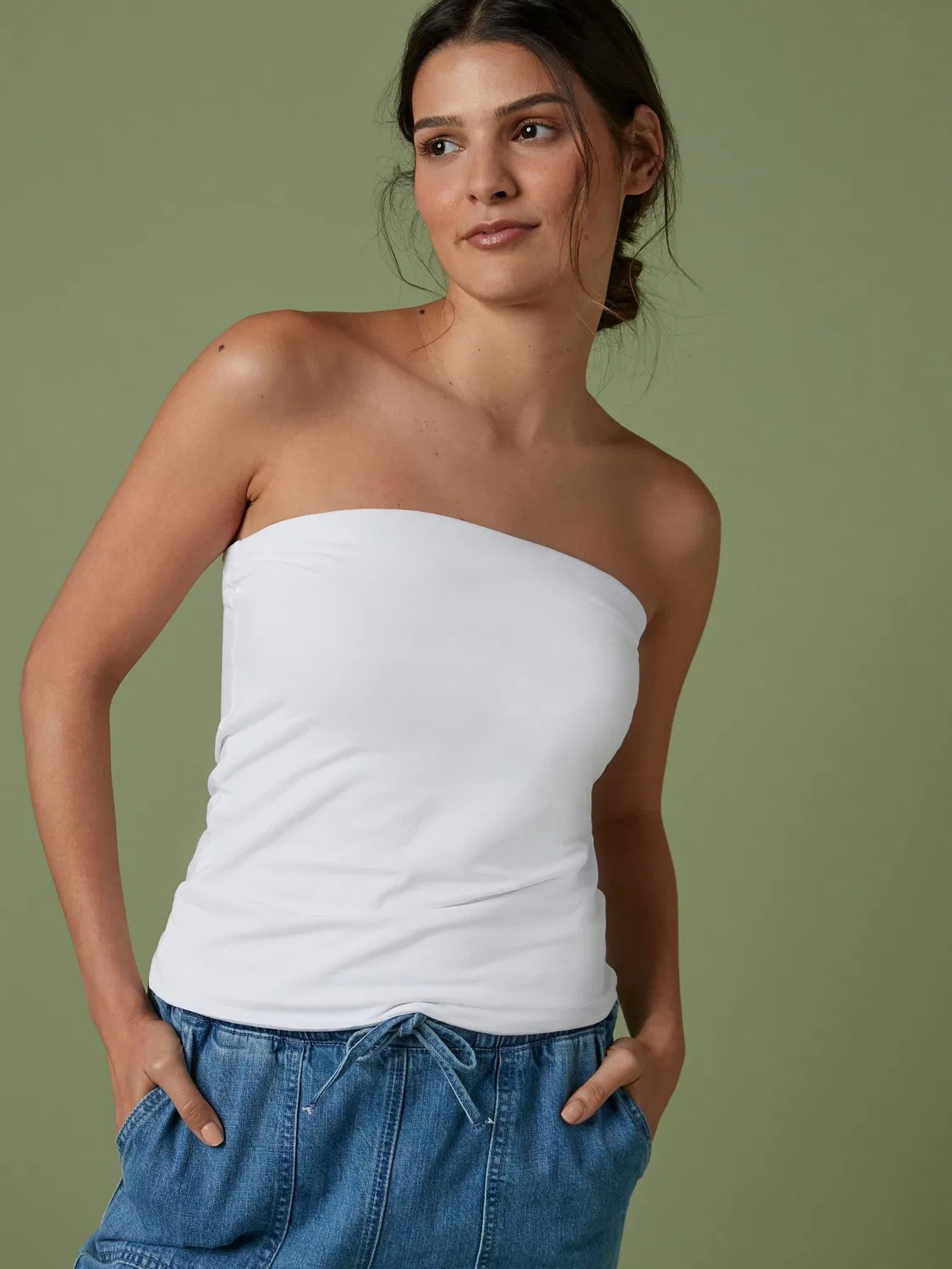 Топ-бандо хлопковый, White Cotton Rich Bandeau Boobtube Top Next, белый