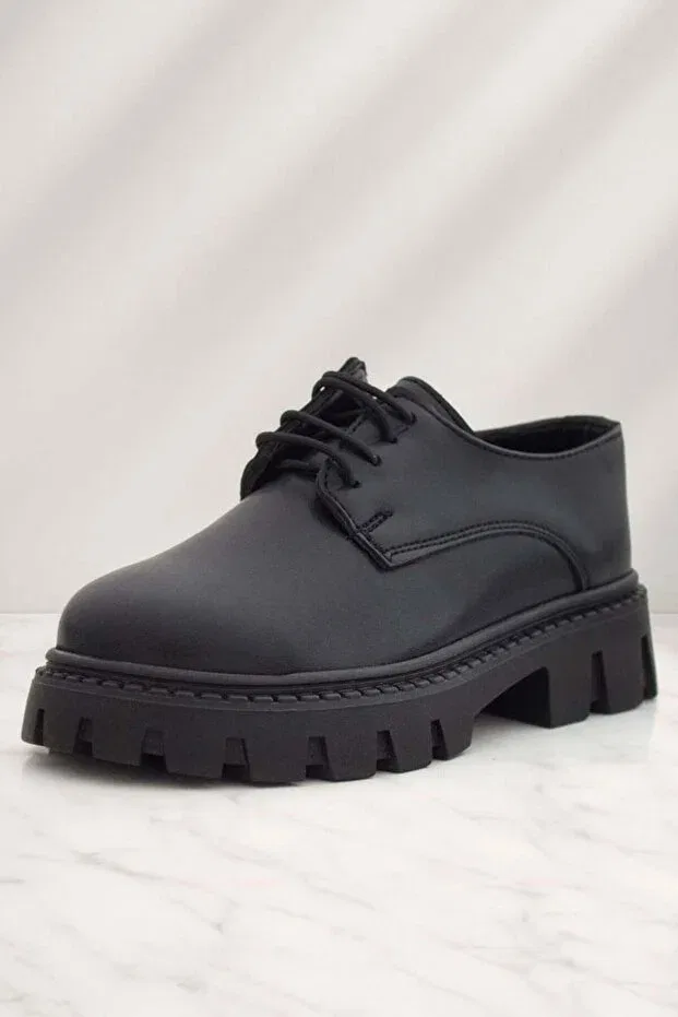 Детские оксфорды для девочек на плоской подошве Rakerplus 1030 black matte lace-up Ortopedikal, Black — фото 4