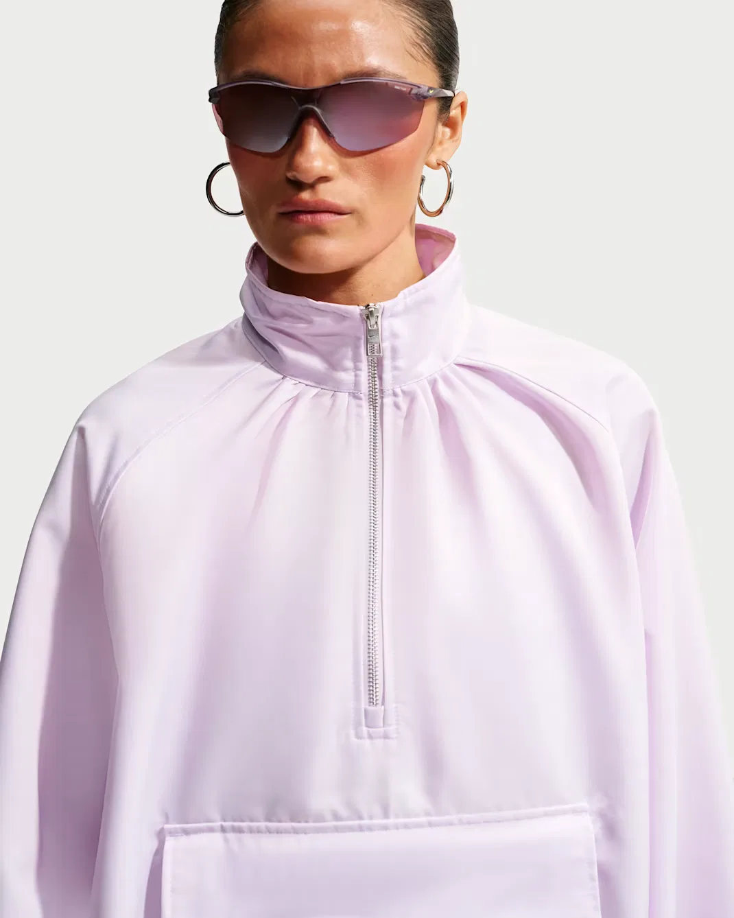 Женская атласная куртка-анорак с молнией на четверть длины Nike Sportswear, Bleached Lilac/Bleached Lilac