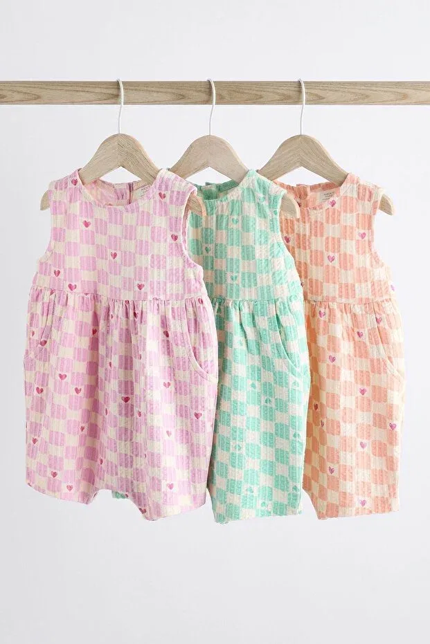 Детский комбинезон для девочек хлопковый комплект Pastel Pink 3 Piece Next Baby, Pink